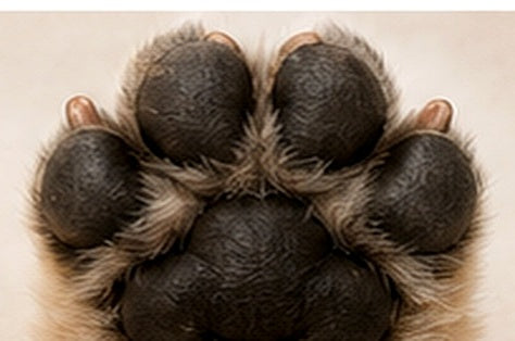 Moisturized dog paw after the paw-care routine
