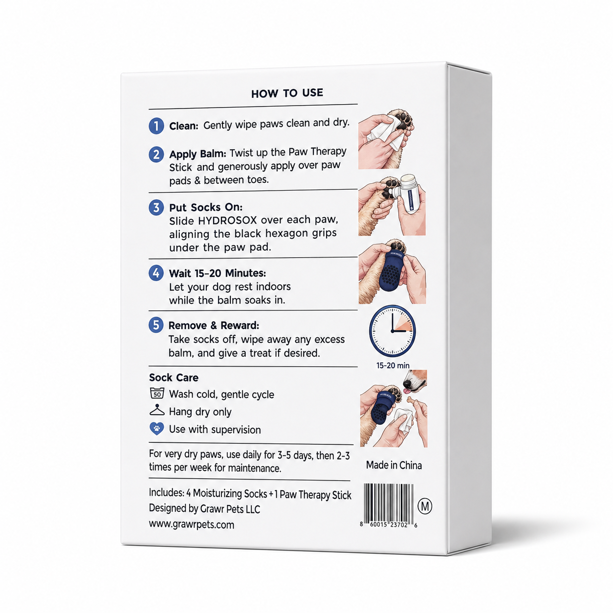 HYDROSOX Paw Care Kit | Moisture Proof Dog Socks + Paw Balm