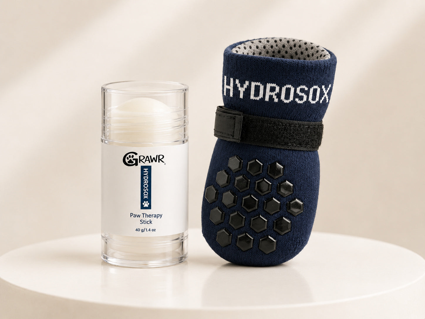 Hydrosox Paw Therapy Stick paired with a Hydrosox sock