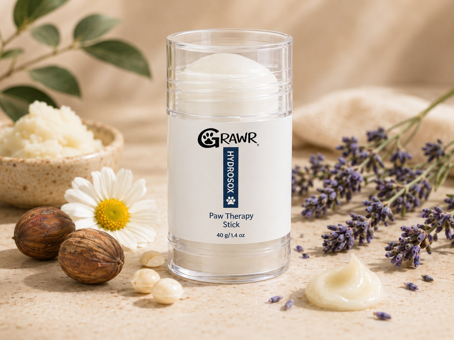 Hydrosox Paw Therapy Stick styled with natural ingredients
