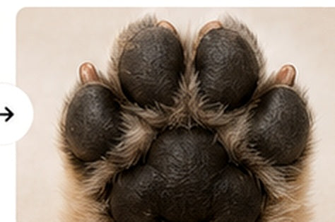 Hydrated protected dog paw after Hydrosox routine
